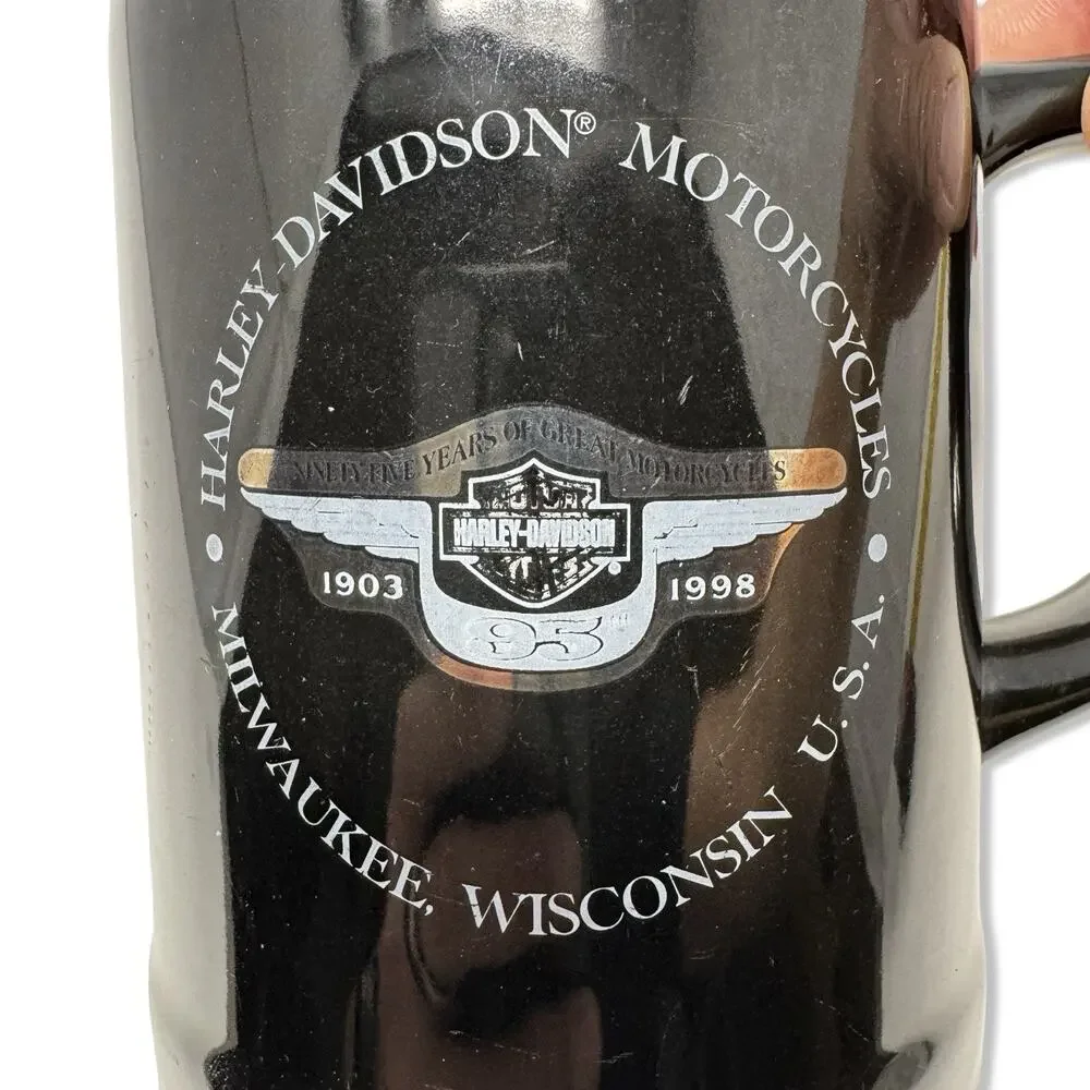 Rare Harley Davidson Motorcycles 95th Anniversary Coffee Beer Mug 1998 5.5